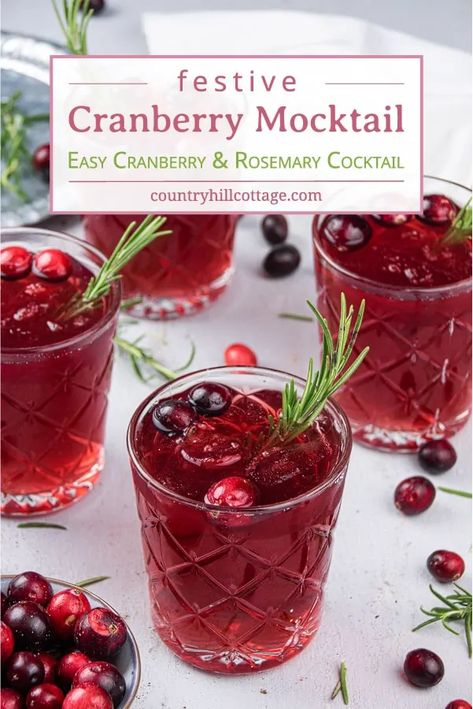 Cranberry Mocktail – Non-Alcoholic Cranberry Cocktail Christmas Mocktail Recipes, Cranberry Cocktail Recipe, Cranberry Mocktail, Holiday Mocktail, Xmas Drinks, Recipes For A Crowd, Vegan Drinks Recipes, Cranberry Drinks, Easy Mocktail Recipes