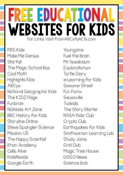 Free Educational Websites, Uppfostra Barn, Websites For Kids, Learning Websites For Kids, Educational Websites For Kids, Educational Website, Homeschool Learning, Learning Websites, Toddler Learning Activities