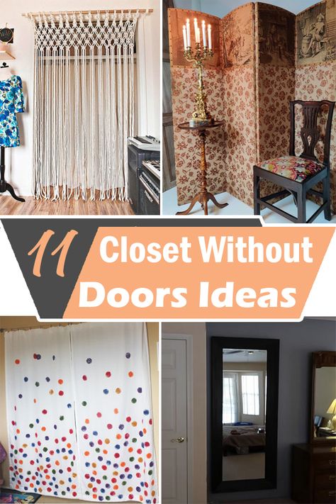 From curtains to room dividers, explore these best Closet Without Doors Ideas to conceal your wardrobe differently! Curtains To Cover Closet, Curtain For Closet Door Bedroom Ideas, Ideas For Closets Without Doors, Cover Closet Without Doors, Closet Without Doors Ideas, Curtain Wardrobe Doors, Closet Without Doors, Closets Without Doors Ideas, Closet Door Alternative