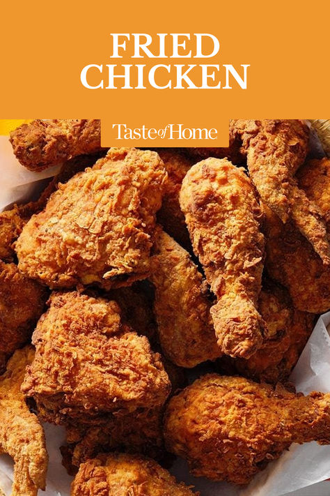 This crispy fried chicken recipe uses a batter instead of a flour coating. That helps the flour adhere to the chicken so it won’t fall off after cooking! #crispyfriedchicken #friedfoods #friedchicken #dinnerrecipes #dinner