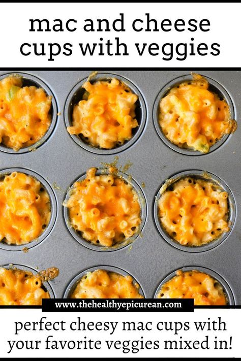 An overhead photo of mac and cheese cups with veggies. Easy Dinner Ideas For Kids, Daycare Recipes, Mac And Cheese Muffins, Dinner Ideas For Kids, Easy Dinners For Kids, Mac And Cheese Cups, Cheese Cups, Quick And Easy Dinner Ideas, Easy Mac And Cheese