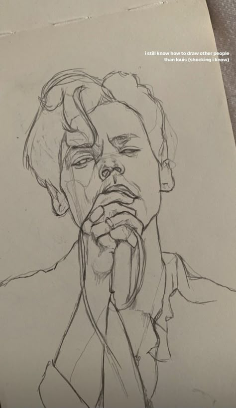 Harry Styles Things To Draw, Harry Styles Drawing Sketches Easy, Drawings Of Harry Styles, Harry Styles Drawing Sketches, Celebrity Drawings Pencil Sketch, Harry Styles Sketch, Song Sketch, 1d Drawings, Harry Styles Dibujo