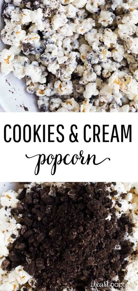 Oreo Popcorn, Weight Watcher Desserts, Popcorn Treats, Popcorn Snacks, Salty Treats, Low Carb Dessert, Flavored Popcorn, Easy No Bake, Easy No Bake Desserts