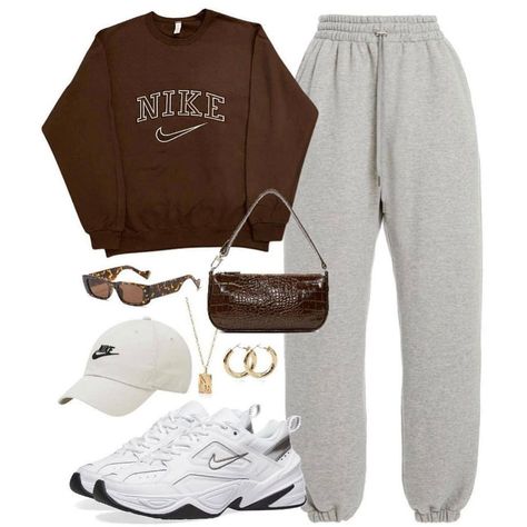 Nike Sweatpants Outfit, Baddie Outfits Winter, Brown Sweatpants, Essential Wardrobe Pieces, Streetwear Girl, Wardrobe Pieces, Sweatpants Outfit, Essential Wardrobe, Cute Lazy Outfits