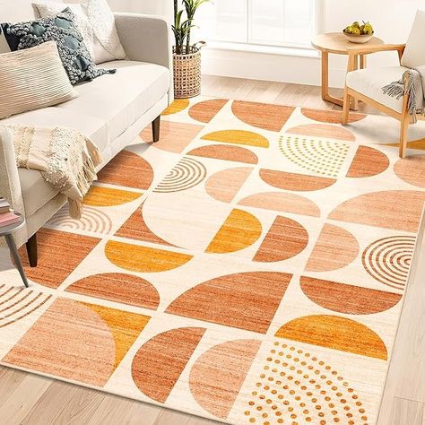 Amazon.com: MUJOO Boho Rug Washable,3x5 Area Rugs for Bedroom Entryway Living Room Bedside,Small Throw Floor Carpet Non Slip Soft Indoor Modern Abstract Bohemian Orange : Home & Kitchen Boho Runner Rug, Coffee Table Rug, Bathroom Runner Rug, Classroom Rug, Hallway Carpet Runners, Laundry Room Rugs, Geometric Carpet, Rug Runner Kitchen, Rugs For Bedroom