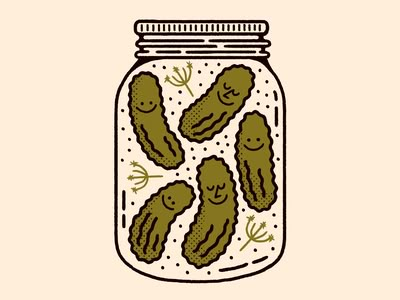 Chickpea Drawing, Pickle Jar Tattoo, Pickle Logo, Pickle Illustration, Pickle Art, Jar Illustration, Traditional Tattoo Inspiration, Graffiti Doodles, Doodle Tattoo