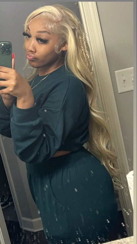 Blonde wig Ash Blonde Wig Hairstyles, Dirty Blonde Wig Black Women, Toned Blonde Wig Black Women, 613 Deep Wave Wig, Ash Blonde Wig Black Women, Blonde Wig Hairstyles, Blonde Frontal Wig, 2 Braids Hairstyles, Baddie Pics