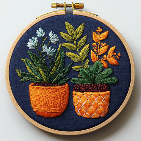 Brighten up your home with this Potted Plants Hand Embroidery Pattern! 🌿 This charming design features two vibrant potted plants, perfect for plant lovers and embroidery enthusiasts. Create stunning hoop art with detailed stitching patterns that are suitable for all skill levels. 🌱This pattern makes embroidery stitching a joyful and creative experience. Let’s stitch and bring these beautiful plants to life! #EmbroideryArt #HandEmbroidery #PlantLovers #HomeDecor #DIYCrafts Plant Embroidery Pattern, Embroidery Plants, Plant Embroidery, Plant Inspiration, Modern Hand Embroidery Patterns, Botanical Embroidery, Stitching Patterns, Embroidery Stitching, Embroidery Hand