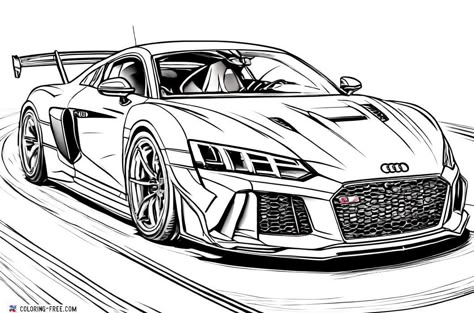 Audi Rs6 Drawing, Audi R8 Drawing, Audi Drawing, Sports Car Drawing, Audi Rs8, Race Car Coloring Pages, Audi Sports Car, Car Coloring Pages, Cars Black