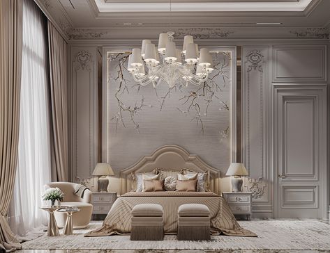 Luxury Bedroom Design🤍🌹 on Behance Classical Bed, House Interior Aesthetic, Neo Classical Bedroom, Classical Bedroom, Decoration Things, Classical Interior, Luxury Bedroom Design, Cottage Interior, Neo Classical