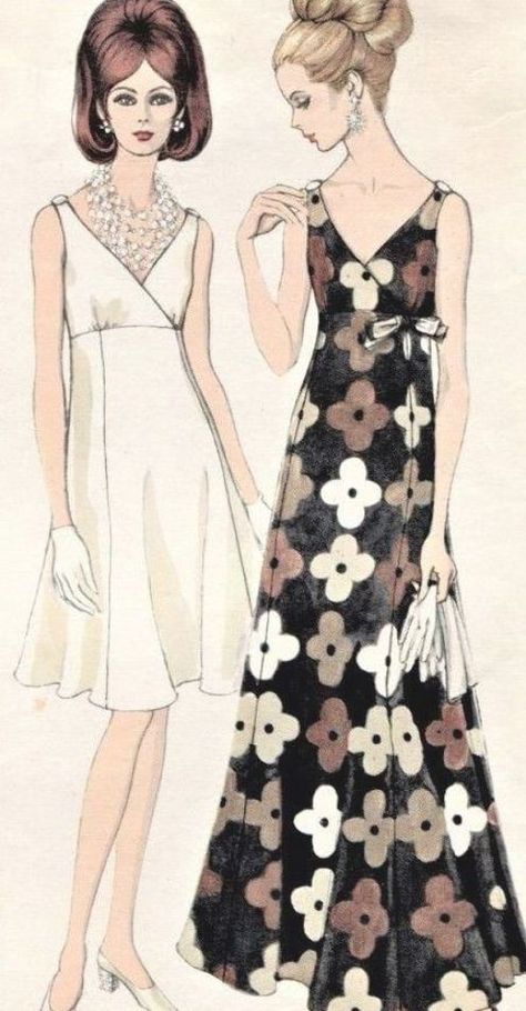 1960s ELEGANT Evening Gown Cocktail Party Dress Pattern VOGUE 7477 Figure Flattering Surplice Bodice Low V Neckline High Waisted Dress Size 10 Vintage Sewing Pattern #cocktailpartydresses Party Dress Pattern, Party Dress Patterns, Elegant Evening Gown, Vogue Dress Patterns, Gown Cocktail, High Waisted Dress, Shrug For Dresses, Vintage Party Dresses, Fashion 1960s