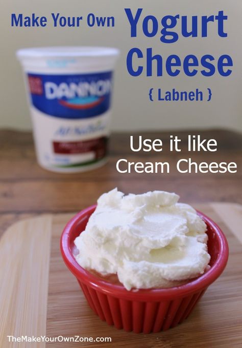 Homemade Yogurt Cheese {Almost Cream Cheese} Crohns Meals, Substitute For Cream Cheese, Substitute For Cream, Homemade Cream Cheese Recipe, Greek Yogurt Cream Cheese, Homemade Mascarpone, Yogurt Cream Cheese, Healthy Substitutes, Make Your Own Yogurt