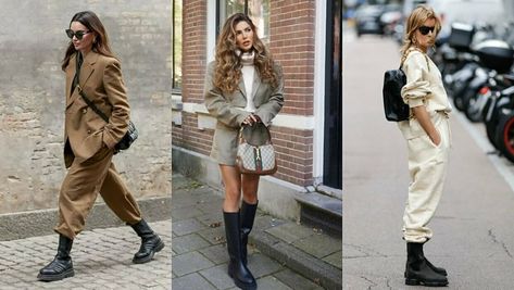 Chunky Boots Are Trendy in 2024 ; Here Are 13 Ways To Wear Them Chunky Boot Work Outfit, Style Chunky Boots, Chunky Boots Wide Fit, Grunge Style Boots With Lug Sole For Fall, Casual Chunky Moto Boots, Trendy Chunky Winter Moto Boots, Chunky Sole Boots Outfit, Tall Lug Boots Outfit, Comment Porter Les Chunky Boots