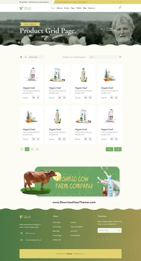 Milcandy - Dairy Farm & Milk Products HTML Template is a clean, elegant & modern design premium HTML template for dairy farms, Eco products manufactures, cattle farms, agricultural business, meat & milk manufactures or organic stores beautiful online shop professional eCommerce website with 3 different homepage layouts, 20+ pre-designed inner pages and tons of amazing features. It is built with HTML5, CSS3, JS files and latest bootstrap framework to download now & live preview click on image 👆 Farm Web Design, Farm Website Design, Farmers Market Website, Farmer Website Design, Agriculture Website Design, Dairy Farm Logo, Farm Websites, Facebook Post Design, Website Design Inspiration Layout