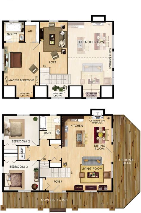 Gatineau Floor Plan 3 Room Floor Plan, Beaver Homes And Cottages, Beaver Homes, Construction Minecraft, Loft Floor Plans, Two Story House, Sims House Plans, Cottage Plan, Loft House