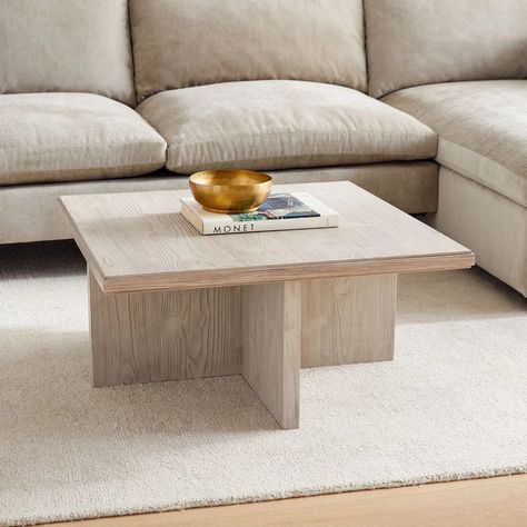 Best Coffee Tables From West Elm | POPSUGAR Home 2 Square Coffee Tables, West Elm Santa Rosa Coffee Table, Organic Modern Square Coffee Table, Tan Coffee Table, Modern Large Coffee Table, Wooden Coffee Table Living Room, Minimalist Living Room Coffee Tables, Square Coffee Table Decor, Square Coffee Table Styling