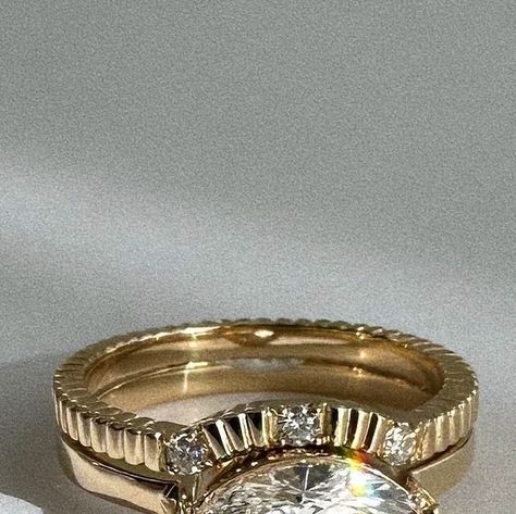 @lindsaylewis.fine on Instagram: "*CUSTOM* such a beautiful and modern set! East/west 1.5ct Marquis set in a low, closed basket with a ribbed, diamond accented band to fit! Congrats @kaiaanderson3 !" Marquise Diamond Ring East West, East West Engagement Ring Stack, East West Marquise Ring, East West Marquise, Hard Launch, Engagement Ring Stack, Hunter King, Stacked Wedding Bands, Marquise Diamond Ring