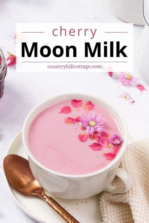 Cherry Moon Milk, Sleep Tonic, Moon Milk Recipe, Beet Powder, Food Combos, Moon Tea, Cherry Moon, Starbucks Orders, Moon Milk