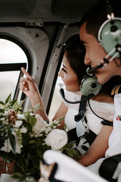 Pilot Copilot Wedding, Aviation Couple Photoshoot, Rich Hobbies, Airplane Elopement, Aviation Photoshoot, Helicopter Photoshoot, Aviation Wedding Theme, Shooting Photo Couple, Helicopter Wedding