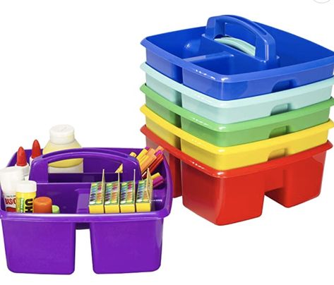 I have these table caddies in the middle of my students desks for 4-6 students to share materials! Cubby Bins, Hobby Storage, Cleaning Caddy, Storage Tubs, Classroom Storage, Storage Caddy, Plastic Bins, Classroom Supplies, Supplies Organization