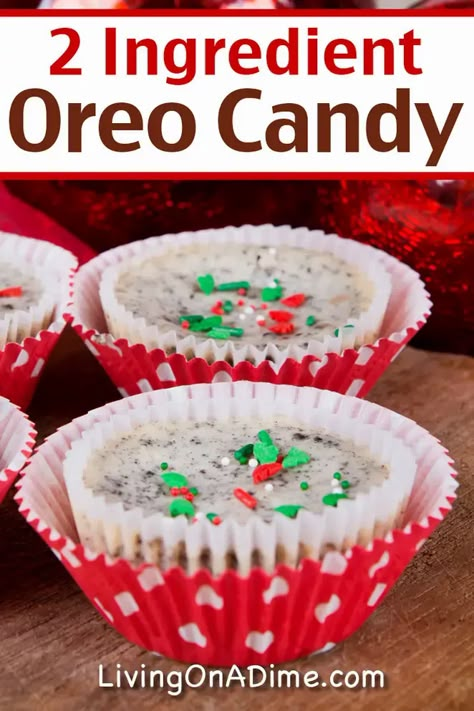 2 Ingredient Christmas Candy Recipes - Living On A Dime Almond Bark Fudge, Oreo Candy, Almond Bark Recipes, Christmas Sweets Recipes, Christmas Candy Dish, Christmas Candy Easy, Easy Christmas Candy Recipes, Easy Candy Recipes, Christmas Candies