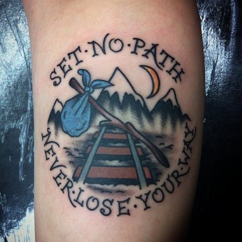 “Nice one from @campbellztattoo #explorerspress #setnopath” Traditional Tattoo Quotes, Hobo Tattoo, Cabin Tattoo, Simple Compass Tattoo, Globe Tattoos, Tattoo Apprenticeship, Ink Inspiration, Bear Tattoo, Traditional Tattoo Flash