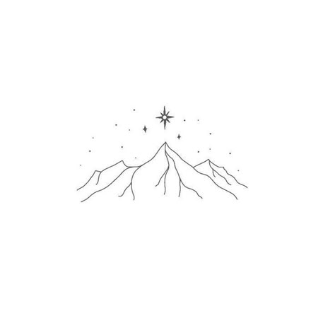 Stars Line Tattoo, Tattoos Simplistic, Moutain Tattoos, Waterfall Tattoo, Book Inspired Tattoos, Minimal Mountain, Tattoo Line Art, Simple Line Tattoo, Tattoos Pretty