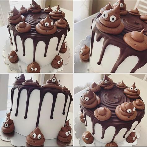 Potty Cake Design, Poo Cake Design, Plain Birthday Cakes Men, Birthday Cakes For Men Easy, Poo Emoji Birthday Cake, Poop Cake Ideas, Crap Your Old Birthday Cake, Poop Party Ideas, Funny 50th Birthday Cakes For Men