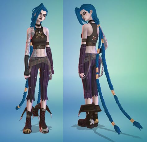 Arcane Clothing, Demon Clothes, Los Sims 4 Mods, Sims 4 Sims, Sims Packs, Sims 4 Anime, Jinx Arcane, 4 Characters, Sims 4 Body Mods