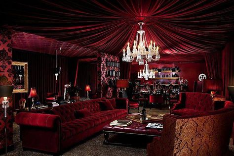 New Goth Lounge in Reds Gothic Living Rooms, Gothic Living Room, Goth Bedroom, Gothic Room, Gothic Interior, Gothic Bedroom, Goth Home Decor, Gothic Design, Bedroom Red