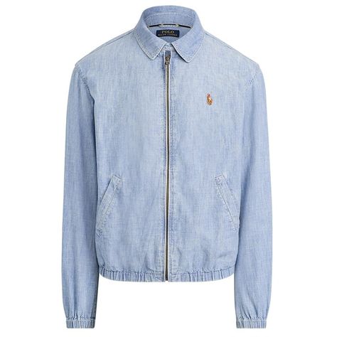 Polo Ralph Lauren Bayport Chambray Jacket - Light Pastel Blue Chambray Jacket, Ralph Lauren Jacket, Chambray Fabric, Ralph Lauren Logo, Vintage Windbreaker, Men's Coats & Jackets, Polo Ralph Lauren Mens, Ralph Lauren Men, Shirts & Tops