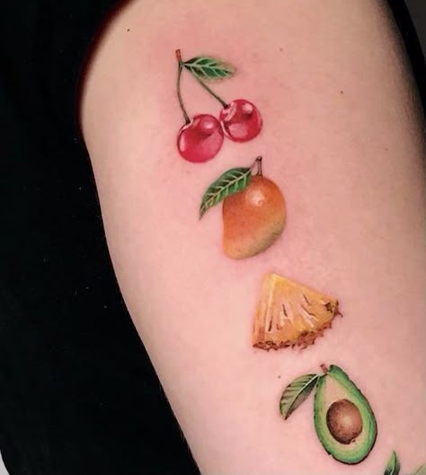 Mango Tattoo, Creation Tattoo, Tropical Tattoos, Vegetable Tattoo, Tropical Tattoo, Food Tattoos, Mouthwatering Food, Mini Tattoo, Hand Tattoos For Women