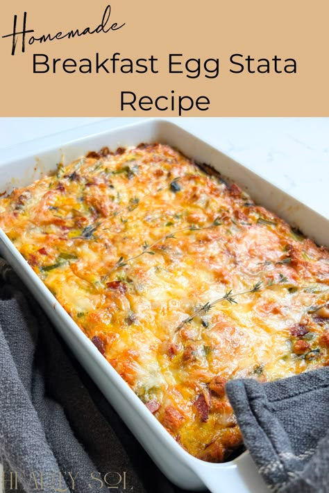 Main Course Egg Dishes, Baked Egg Dishes Breakfast, Easter Egg Casserole Recipes, Ricotta Egg Bake, Fall Egg Bake, Brioche Egg Casserole, Egg Strata Recipes Simple, Italian Egg Bake, Strada Recipe Breakfast Egg Strata Christmas Morning