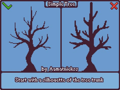 ArtStation - Simple Tree - Pixel Art Tutorial, Nauris Amatnieks Pixel Art Tips, Pixel Tutorial, How To Pixel Art, Pixel Art Reference, Character Design Tips, Piskel Art, Pixel Art Ideas, Pixel Animation, Simple Tree