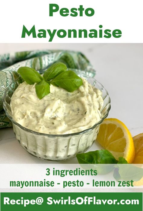 With just three ingredients you’ll have a creamy Pesto Mayo that will add summer flavor to burgers, fries, sandwiches and more. An easy recipe for a flavorful mayonnaise, you’ll be making this pesto mayo recipe all year long! Lemon Zest Recipes, Pesto Mayo, Salsa Tomatillo, Lemon Pesto, Delicious Chicken Salad, Mayo Recipe, Summer Sandwiches, Hamburgers Grilled, Creamy Salad Dressing