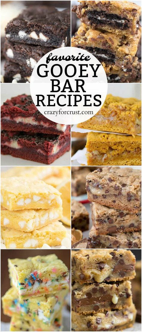 These are my favorite Gooey Bar Recipes and perfect for any occasion. Chocolate, lemon, peanut butter - everyone loves these recipes! Gooey Butter Cheesecake Recipe, Gourmet Bars Recipes, Chocolate Cake Mix Bars Recipes, Gooey Butter Cake Flavors, Peanut Butter Ooey Gooey Bars, Simple Bar Recipes, Mystery Bars Recipe, Cake Bar Recipes, Lemon Gooey Bars