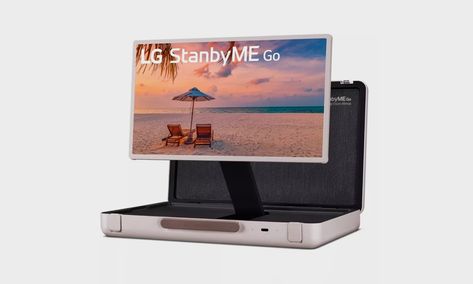 LG StanbyME Go Suitcase TV | Cool Material Portable Tv, Lg Tvs, Lg Electronics, Dolby Atmos, Apple Logo, Fire Tv, A Tv, Phone Screen, Stand By Me