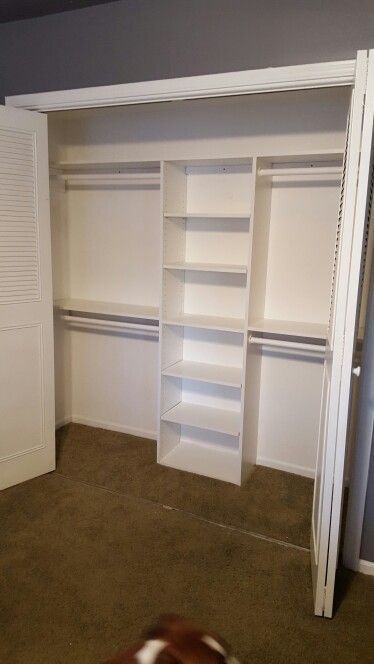 Closet Remodel Small Bedroom, Small Wide Closet Ideas, Simple Closet Layout, Redo My Closet, Closet Organization Ideas For Two People, 8x3 Closet Ideas, 6ft Closet Layout, Diy His And Hers Closet, Standard Closet Ideas