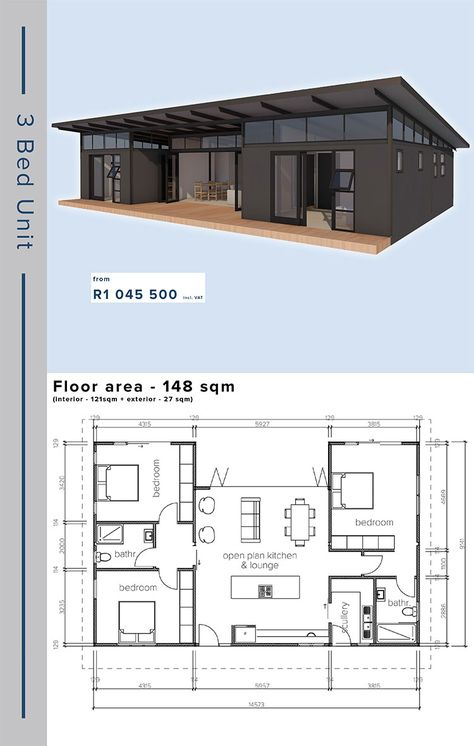 Small House Design 3 Bedroom, House 3 Bedroom, Shipping Container House Plans, Modern Bungalow House, Home Design Inspiration, Tiny House Floor Plans, House Construction Plan, House Layout Plans, Container House Plans