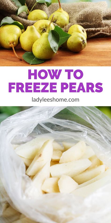 Learn how to freeze pears in just a few simple steps. Frozen pears are a great ingredient to have on hand for baked goods, jams, sauces, and more! Freeze Pears How To, How To Freeze Pears For Later Use, Processing Pears, Freezing Pears How To, Ways To Preserve Pears, Freeze Pears, Preserving Pears, Freezing Pears, Preserve Pears