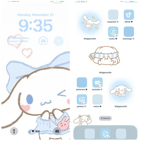 Cinnamoroll Ios14 Layout, Cinnamoroll Phone Layout, Cinnamoroll Homescreen Layout, Cinnamoroll Layout, Cinnamoroll Phone Theme, Lockscreen And Homescreen Wallpaper, Lock Home Screen, Home Screen Inspo, Lockscreen And Homescreen