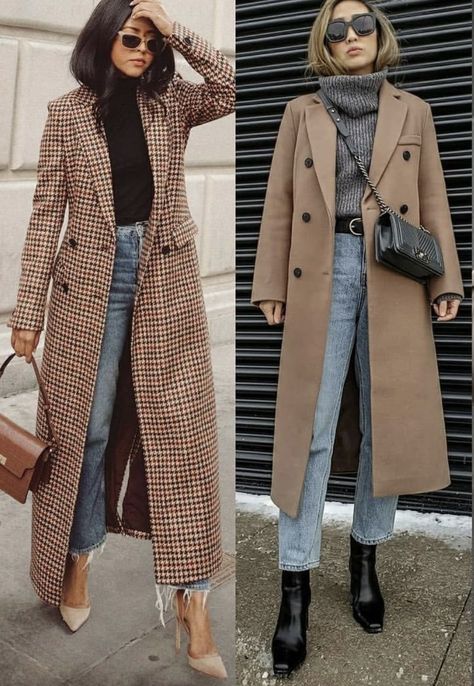 Brown Check Coat Outfit, Long Plaid Coat Outfit, Checkered Coat Outfit, Checked Coat Outfit, Plaid Coat Outfit, Brown Coat Outfit, Long Plaid Coat, Culottes Jeans, Checkered Outfit