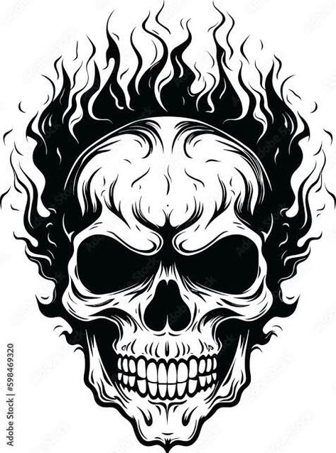 Laughing Skull Drawing, Bike Stickers Design Ideas, Skull Thigh Tattoos, Skull Silhouette, Dark Fantasy Artwork, Door Design Images, Skull Pictures, Skulls Drawing, Bike Stickers