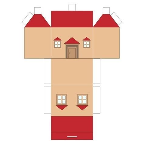 House Pattern Design, 3d House Template, House Printable Templates, Printable House Template, Paper House Template Printables Free, Cardboard House Template, Putz House Patterns, Papercraft House, Paper House Printable