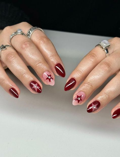 It's time to shoot for the stars with the following trending star nails for winter 2023. Tiny Nail Designs, Cherry Red Nails Acrylic, Dark Red Nail Art, Detailed Nails, Detailed Nail Art, Artistic Activities, Nails For Winter, Prunus Mume, Star Nail Designs