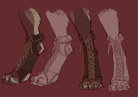 Anthro Shoes Drawing, Boots Drawing Reference Character Design, Dnd Shoes Drawing, Digitigrade Shoes, Tabaxi Drawing Reference, Boot Art Reference, Maned Wolf Anatomy, Dnd Boots Drawing, Anthro Art Character Design