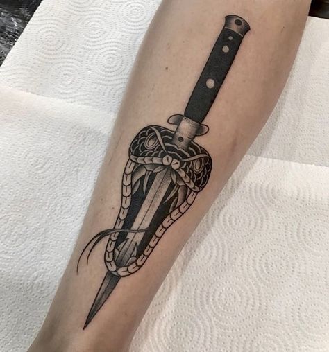 Knife Through Snake Tattoo, Knife Snake Tattoo, Dagger With Snake Tattoo, Tattoo Women Chest, Dagger Tattoo Women, Snake Dagger Tattoo, Dagger Tattoo Traditional, Dagger Tattoo Ideas, Snake And Dagger Tattoo