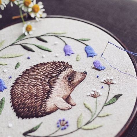 Awww! 🍂 Last day of September and the last day this hedgehog embroidery pattern is available. Visit @emillieferris profile & Etsy to get… Embroidery Hedgehog, Hedgehog Embroidery, Embroidery Buttons, Embroidered Birds, Cool Embroidery, Cute Embroidery, Animal Embroidery, Embroidery Needles, Hand Embroidery Patterns