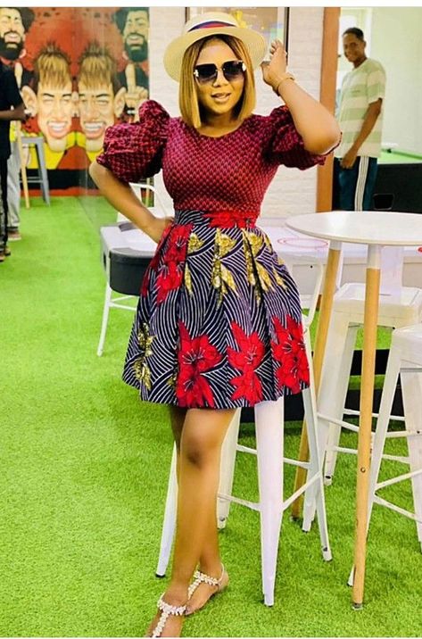 Fascinating Ankara Short Gown Styles for Sassy Looks. - Stylish Naija | Ankara short gown styles, Short dress styles, African fashion traditional Unique Dresses Short, Short Gown Styles, Pleated Short Skirt, Ankara Short, Stylish Naija, Ankara Short Gown Styles, Modest Dresses Fashion, Ankara Dress Styles, African Print Dress Ankara