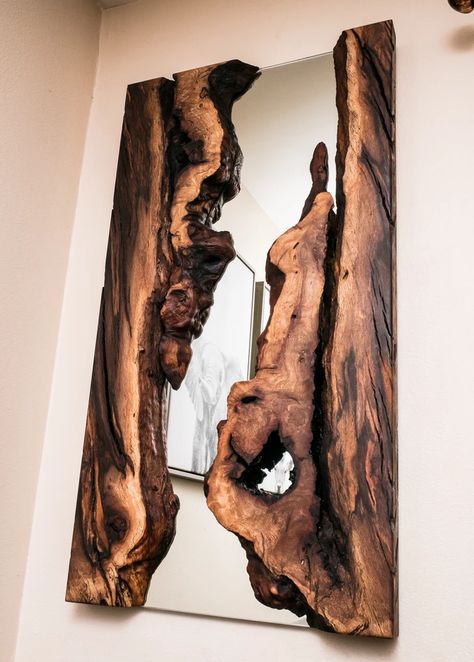 LumberLust Designs | Live Edge River Mirror, Wood Slab Wall Art Live Edge Mirror Frame, Live Edge Wall Art, Live Edge Wood Mirror, Live Edge Mirror, Mirror Over Fireplace, Building A Wooden House, Entryway Inspo, Dining Table Epoxy, Live Edge Shelves